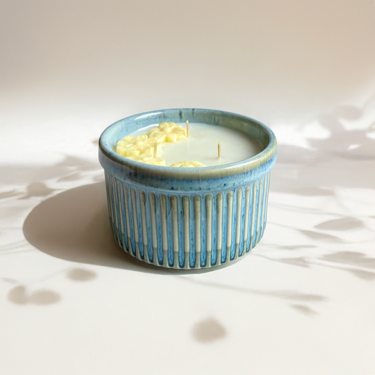 Honey Yuzu Tea // Blue Glazed Ribbed Stoneware