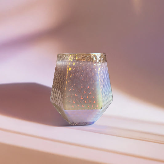 Lavender Honey Boba // Iridescent Pebbled Diamond Wine Glass